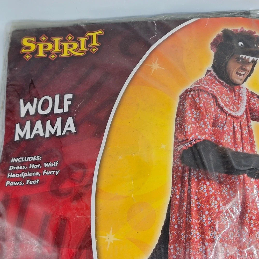 Spirit Halloween Wolf Mama Adult Costume Big Bad Wolf Granny One Size Red Floral - Picture 2 of 5